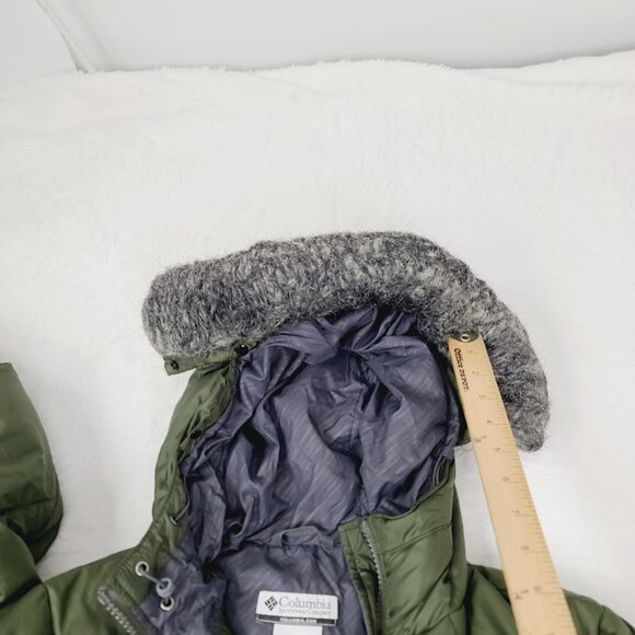 Columbia Women's Green Quilted Hooded Fur Puffer Parka Jacket Size S - Picture 14 of 15